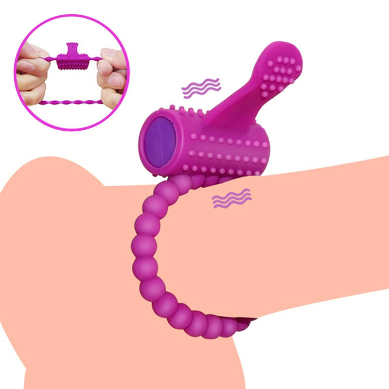 Penile vibrator ring with clitoral stimulator