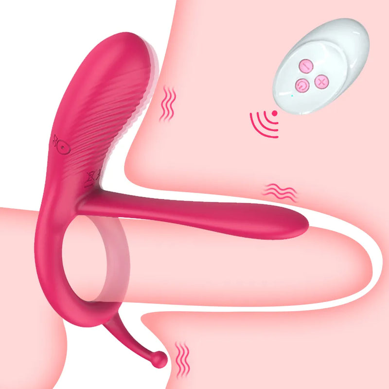 Penis ring with clitoral vibrator